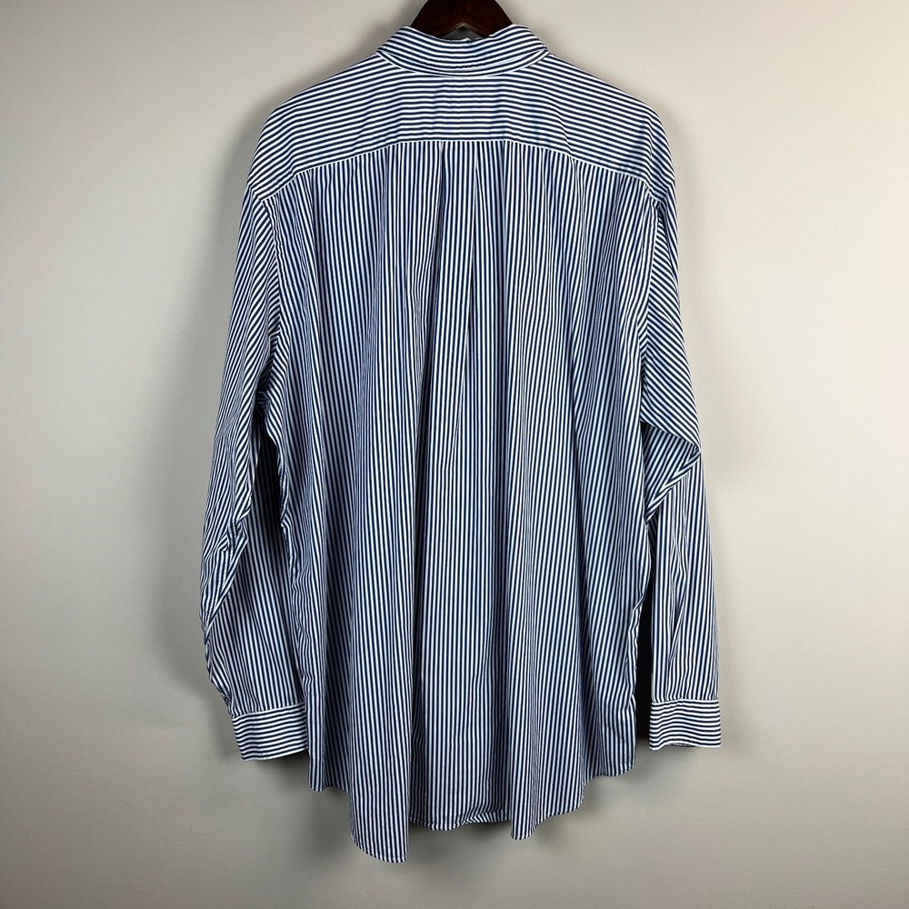 Ralph Lauren Shirt Men 2XLT Blue Stripe Button Down Long Sleeve Pony Logo Preppy - Picture 7 of 11